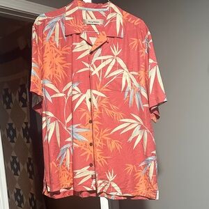 Tommy Bahama Men's Orange Leaf Print Shirt